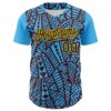Custom Sky Blue Black Brown-Gold 3D Polynesian Style Islander Authentic Baseball Jersey