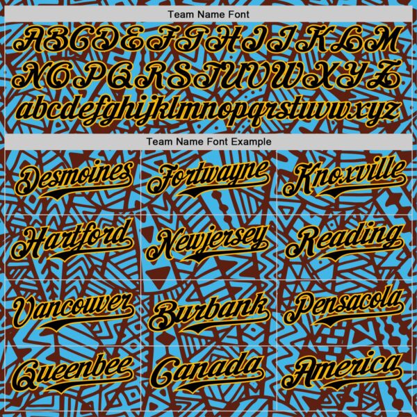 Custom Sky Blue Black Brown-Gold 3D Polynesian Style Islander Authentic Baseball Jersey