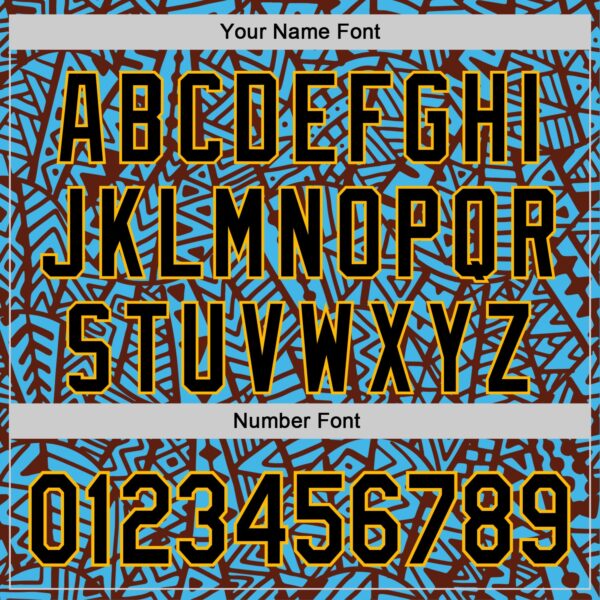 Custom Sky Blue Black Brown-Gold 3D Polynesian Style Islander Authentic Baseball Jersey