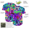 Custom Purple Neon Green-Lakes Blue 3D Pattern Design Trippy Psychedelic Magic Mushrooms Authentic Baseball Jersey