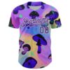 Custom Purple White 3D Pattern Design Trippy Psychedelic Magic Mushrooms Authentic Baseball Jersey