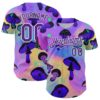 Custom Purple White 3D Pattern Design Trippy Psychedelic Magic Mushrooms Authentic Baseball Jersey