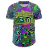 Custom Purple Neon Green 3D Pattern Design Trippy Groovy Magic Mushrooms Authentic Baseball Jersey