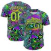 Custom Purple Neon Green 3D Pattern Design Trippy Groovy Magic Mushrooms Authentic Baseball Jersey