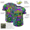 Custom Purple Neon Green 3D Pattern Design Trippy Groovy Magic Mushrooms Authentic Baseball Jersey