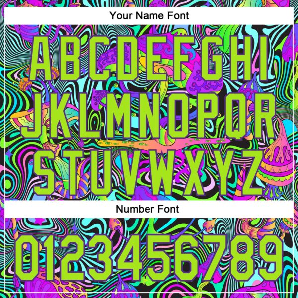 Custom Purple Neon Green 3D Pattern Design Trippy Groovy Magic Mushrooms Authentic Baseball Jersey