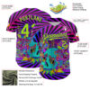 Custom Purple Neon Green 3D Pattern Design Trippy Magic Mushrooms Skull Authentic Baseball Jersey