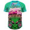 Custom Blue Light Pink-White 3D Pattern Design Trippy Magic Mushrooms Alien Authentic Baseball Jersey