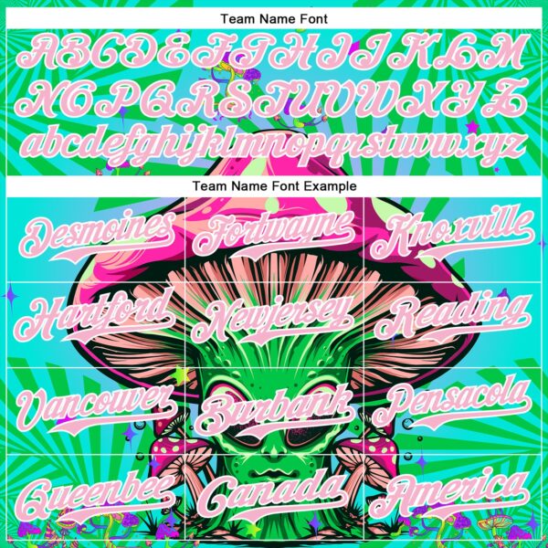 Custom Blue Light Pink-White 3D Pattern Design Trippy Magic Mushrooms Alien Authentic Baseball Jersey