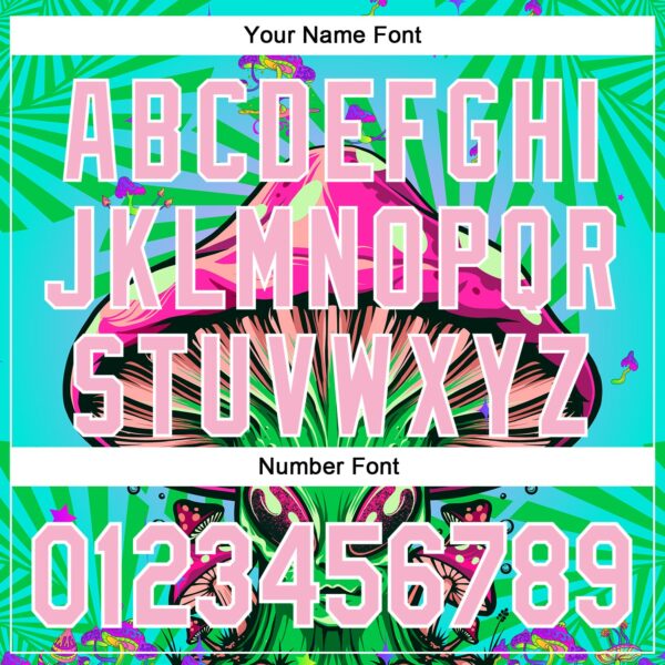 Custom Blue Light Pink-White 3D Pattern Design Trippy Magic Mushrooms Alien Authentic Baseball Jersey