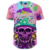 Custom Purple Medium Pink-Ice Blue 3D Pattern Design Trippy Magic Mushrooms Skull Authentic Baseball Jersey
