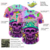 Custom Purple Medium Pink-Ice Blue 3D Pattern Design Trippy Magic Mushrooms Skull Authentic Baseball Jersey