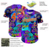 Custom Blue Orange-Ice Blue 3D Pattern Design Trippy Magic Mushrooms Skull Authentic Baseball Jersey