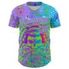 Custom Blue Medium Purple-Ice Blue 3D Pattern Design Trippy Magic Mushrooms Skull Authentic Baseball Jersey