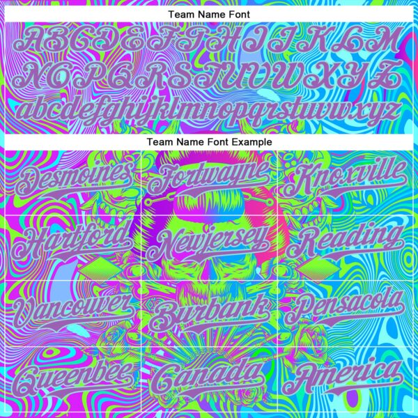 Custom Blue Medium Purple-Ice Blue 3D Pattern Design Trippy Magic Mushrooms Skull Authentic Baseball Jersey
