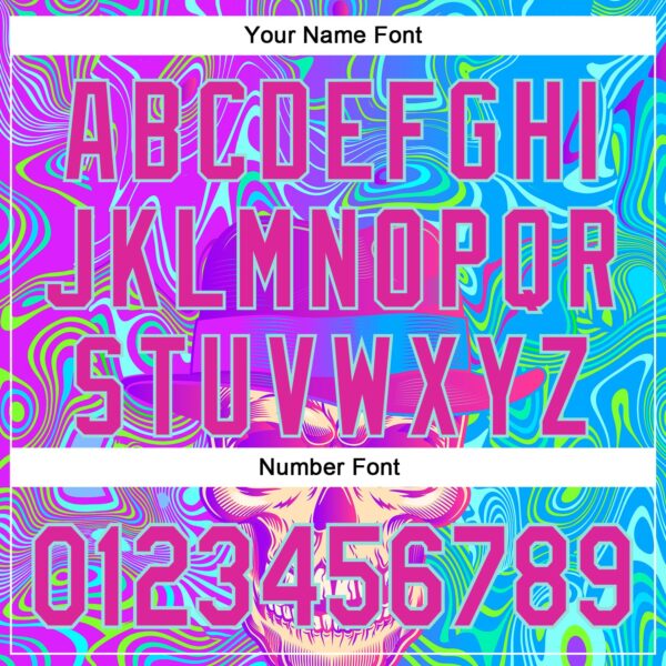 Custom Blue Deep Pink-Ice Blue 3D Pattern Design Trippy Magic Mushrooms Skull Authentic Baseball Jersey