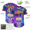 Custom Purple Neon Green-Deep Pink 3D Pattern Design Trippy Magic Mushrooms Skull Authentic Baseball Jersey