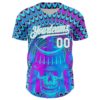 Custom Purple White-Ice Blue 3D Pattern Design Trippy Magic Mushrooms Skull Authentic Baseball Jersey