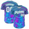 Custom Purple White-Ice Blue 3D Pattern Design Trippy Magic Mushrooms Skull Authentic Baseball Jersey