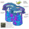 Custom Purple White-Ice Blue 3D Pattern Design Trippy Magic Mushrooms Skull Authentic Baseball Jersey