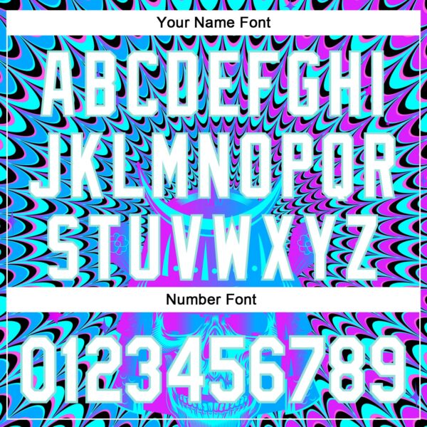 Custom Purple White-Ice Blue 3D Pattern Design Trippy Magic Mushrooms Skull Authentic Baseball Jersey