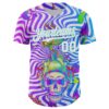 Custom Purple White-Ice Blue 3D Pattern Design Trippy Magic Mushrooms Skull Authentic Baseball Jersey