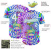 Custom Purple White-Ice Blue 3D Pattern Design Trippy Magic Mushrooms Skull Authentic Baseball Jersey