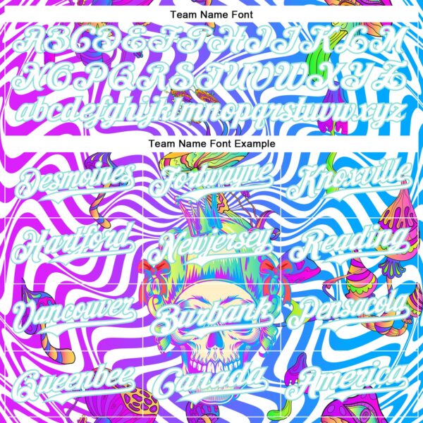 Custom Purple White-Ice Blue 3D Pattern Design Trippy Magic Mushrooms Skull Authentic Baseball Jersey