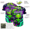 Custom Black Purple-White 3D Pattern Design Trippy Skull Alien Authentic Baseball Jersey