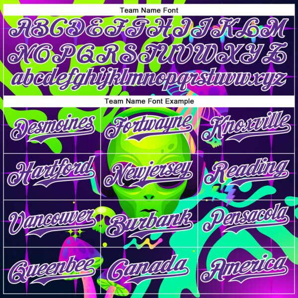 Custom Black Purple-White 3D Pattern Design Trippy Skull Alien Authentic Baseball Jersey