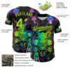 Custom Black Neon Green 3D Pattern Design Trippy Magic Mushrooms Goat Skull Authentic Baseball Jersey