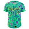 Custom Green Pea Green-Black 3D Pattern Design Trippy Magic Mushrooms Plant Authentic Baseball Jersey