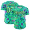 Custom Green Pea Green-Black 3D Pattern Design Trippy Magic Mushrooms Plant Authentic Baseball Jersey