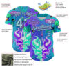 Custom Blue Ice Blue-Purple 3D Pattern Design Trippy Magic Mushrooms Demon Skull Authentic Baseball Jersey