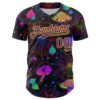 Custom Black Purple-Yellow 3D Pattern Design Trippy Magic Mushrooms Spider Web Authentic Baseball Jersey