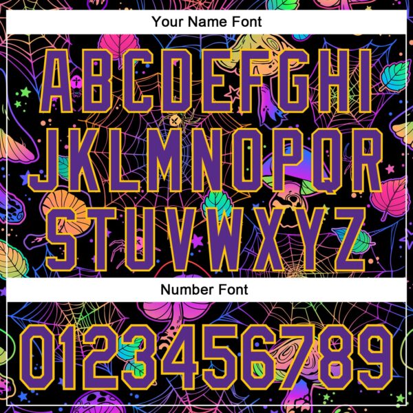 Custom Black Purple-Yellow 3D Pattern Design Trippy Magic Mushrooms Spider Web Authentic Baseball Jersey