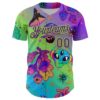 Custom Purple Neon Green 3D Pattern Design Trippy Magic Mushrooms Alien Authentic Baseball Jersey