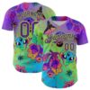 Custom Purple Neon Green 3D Pattern Design Trippy Magic Mushrooms Alien Authentic Baseball Jersey