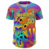 Custom Purple Light Yellow 3D Pattern Design Trippy Magic Mushrooms Trance Authentic Baseball Jersey