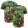 Custom Green Pea Green-Black 3D Pattern Design Trippy Magic Mushrooms Plant Authentic Baseball Jersey