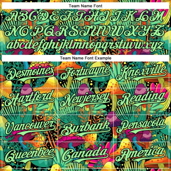 Custom Green Pea Green-Black 3D Pattern Design Trippy Magic Mushrooms Plant Authentic Baseball Jersey