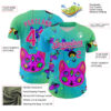 Custom Green Hot Pink-Ice Blue 3D Pattern Design Trippy Magic Mushrooms Cats Authentic Baseball Jersey