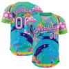 Custom Navy Light Pink-Purple 3D Pattern Design Trippy Psychedelic Magic Mushrooms Authentic Baseball Jersey