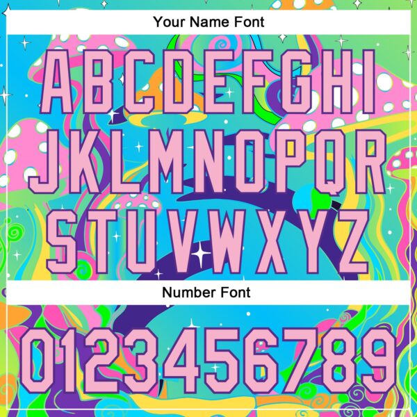 Custom Navy Light Pink-Purple 3D Pattern Design Trippy Psychedelic Magic Mushrooms Authentic Baseball Jersey