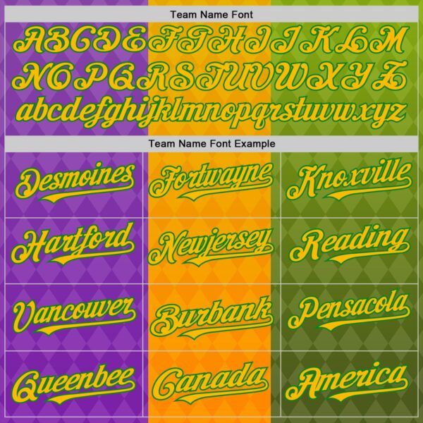 Custom Purple Gold-Grass Green 3D Pattern Design Mardi Gras Shrove Tuesday Authentic Baseball Jersey