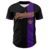 Custom Black Purple-Gold 3D Pattern Design Mardi Gras Shrove Tuesday Authentic Baseball Jersey