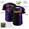 Custom Black Purple-Gold 3D Pattern Design Mardi Gras Shrove Tuesday Authentic Baseball Jersey