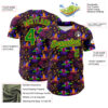 Custom Purple Grass Green-Gold 3D Pattern Design Mardi Gras Shrove Tuesday Authentic Baseball Jersey