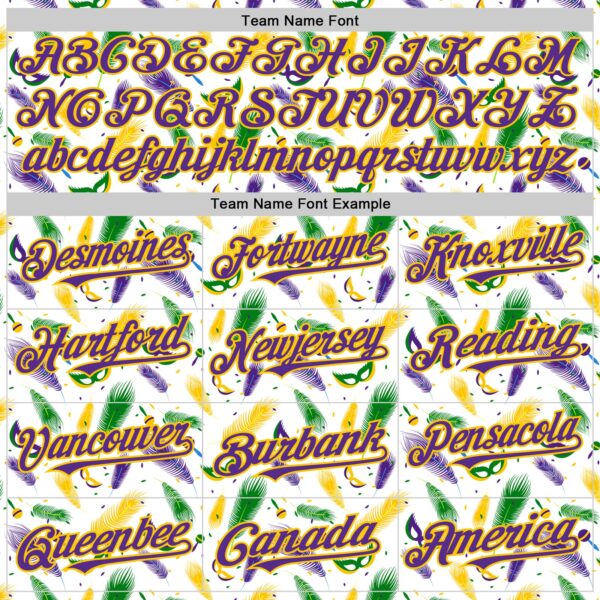 Custom White Purple-Yellow 3D Pattern Design Mardi Gras Shrove Tuesday Authentic Baseball Jersey