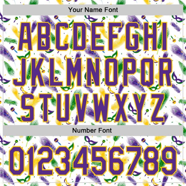 Custom White Purple-Yellow 3D Pattern Design Mardi Gras Shrove Tuesday Authentic Baseball Jersey